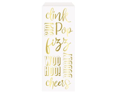GOLD POP, FIZZ, CLINK PAPER BOOZE BOTTLE BAGS
