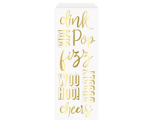 GOLD POP, FIZZ, CLINK PAPER BOOZE BOTTLE BAGS