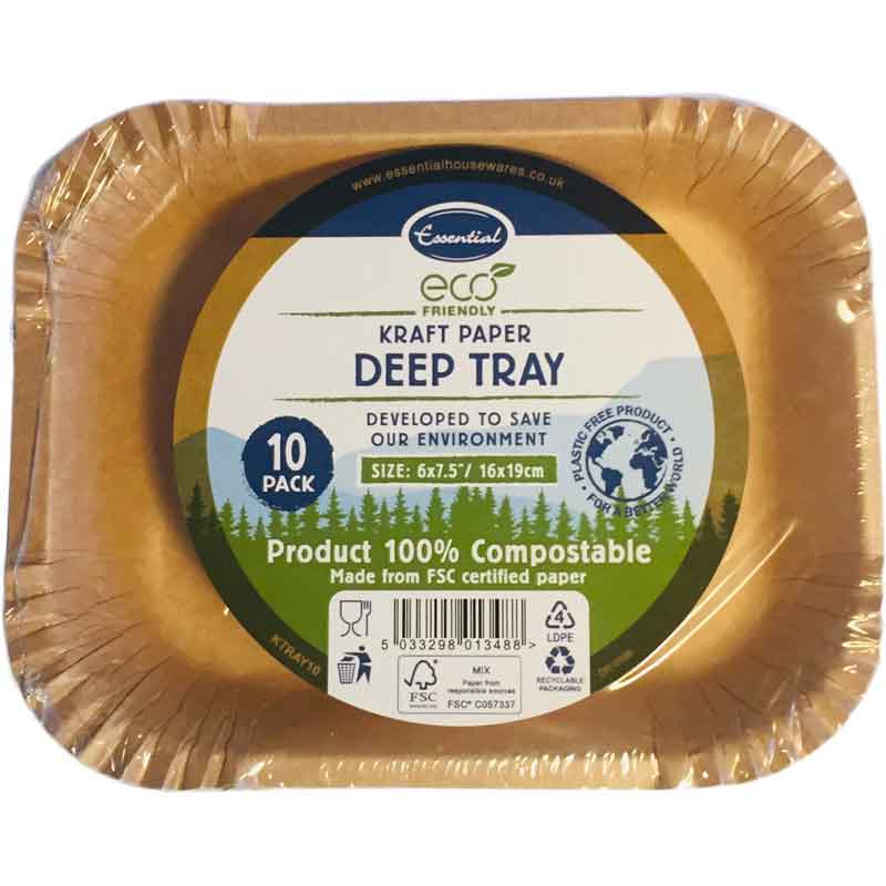 10PK HEAVY DUTY KRAFT DEEP TRAYS