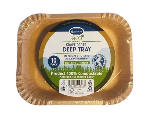 10PK HEAVY DUTY KRAFT DEEP TRAYS
