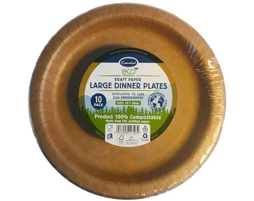 10PK 26cm KRAFT PAPER PLATES
