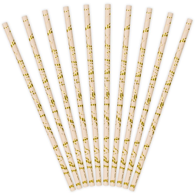 10PK POWDER PINK MARBLE PATTERN STRAWS