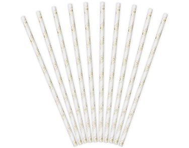 10PK GOLD DAISES PAPER STRAWS