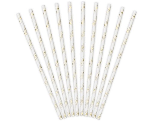 10PK GOLD DAISES PAPER STRAWS