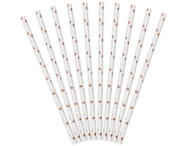10PK LIGHT ROSE GOLD STARS PAPER STRAWS