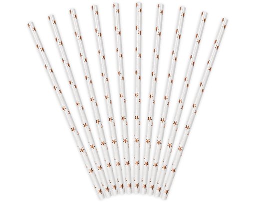 10PK LIGHT ROSE GOLD STARS PAPER STRAWS