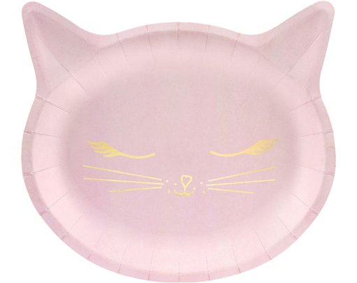 6PK PINK CAT SHAPED PLATES