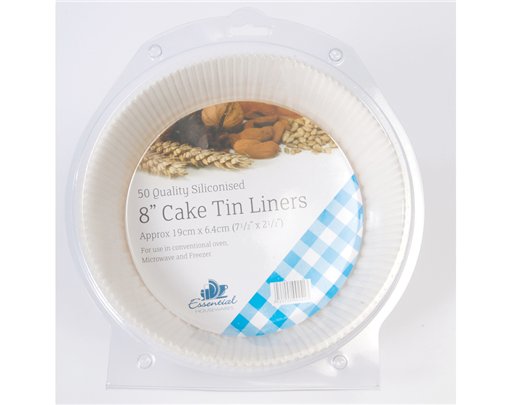 50PK 8in SILICONISED GREASEPROOF TIN LINER