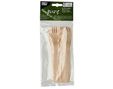 10PK WOODEN FORKS