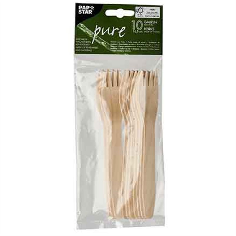 10PK WOODEN FORKS