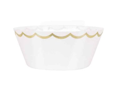 10in WHITE PLASTIC GOLD SERVING BOWL