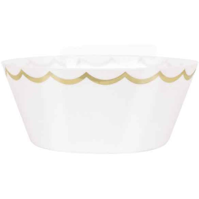 10in WHITE PLASTIC GOLD SERVING BOWL