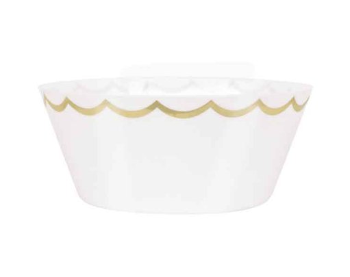10in WHITE PLASTIC GOLD SERVING BOWL