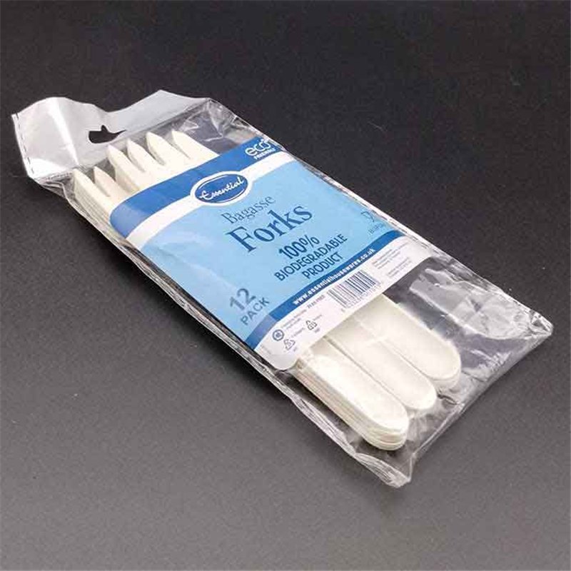 12PK WHITE BAGASSE FORKS