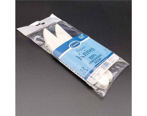 12PK WHITE BAGASSE KNIVES
