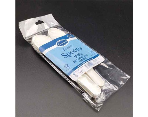 12PK WHITE BAGASSE SPOONS