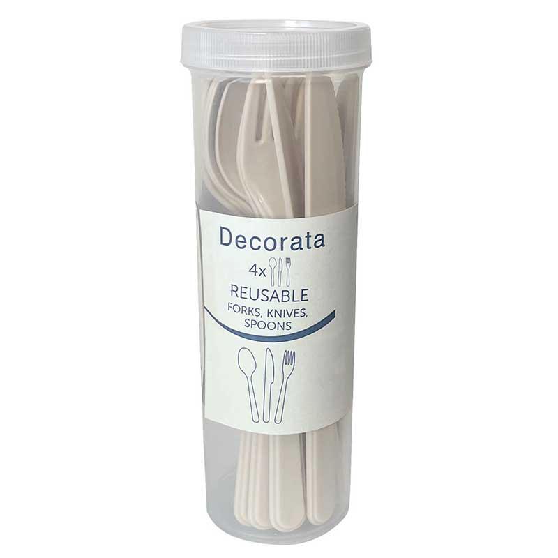 12PC BEIGE REUSABLE CUTLERY SET