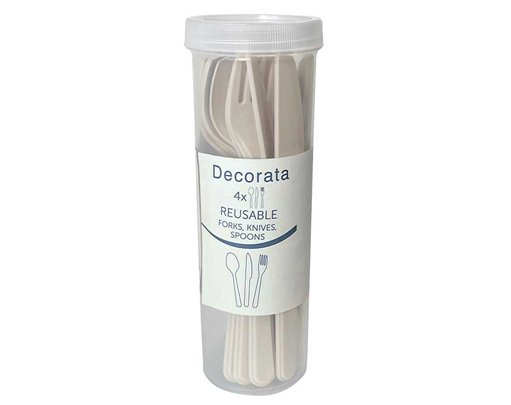 12PC BEIGE REUSABLE CUTLERY SET