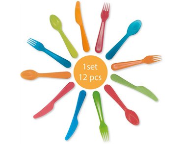 12PC ASSORTED COOURS REUSABLE CUTLERY SET