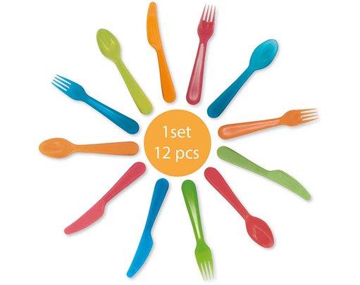 12PC ASSORTED COOURS REUSABLE CUTLERY SET
