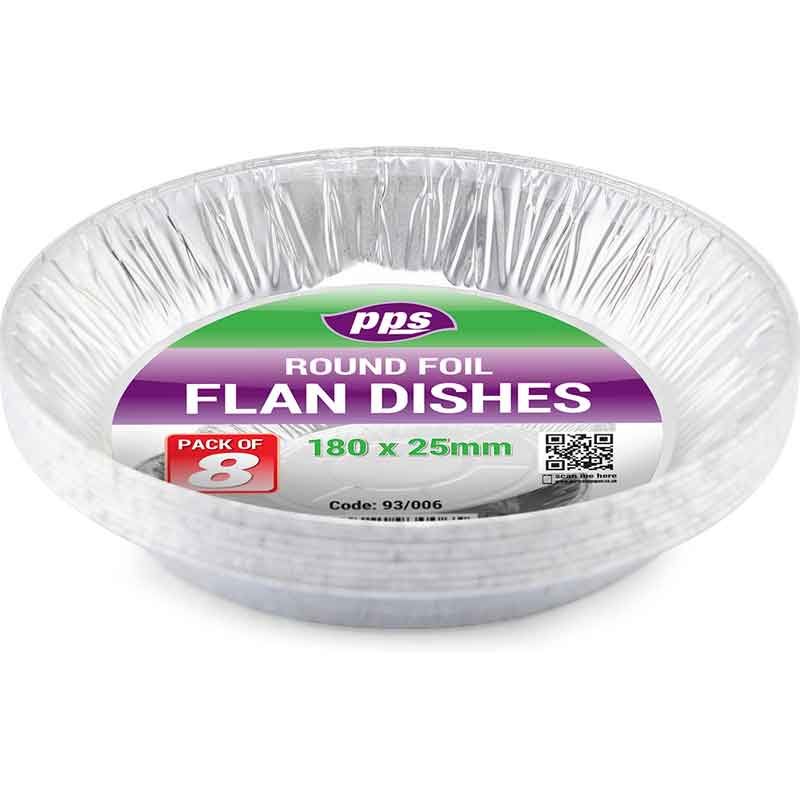 8PK 180x25mm FOIL FLAN DISHES