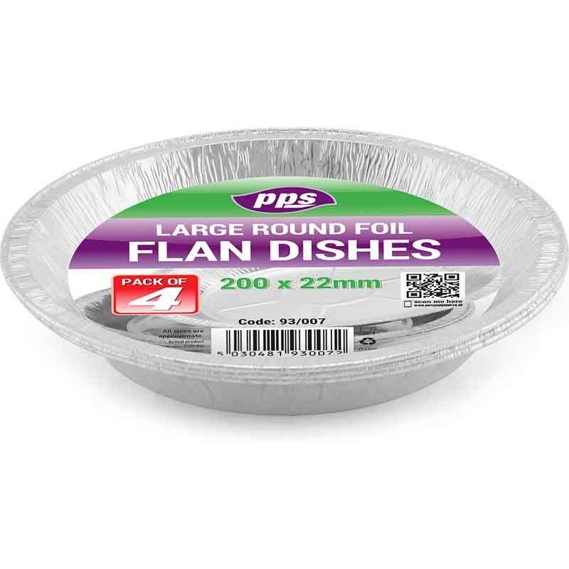 4PK 200x22mm LARGE FOIL FLAN DISHES