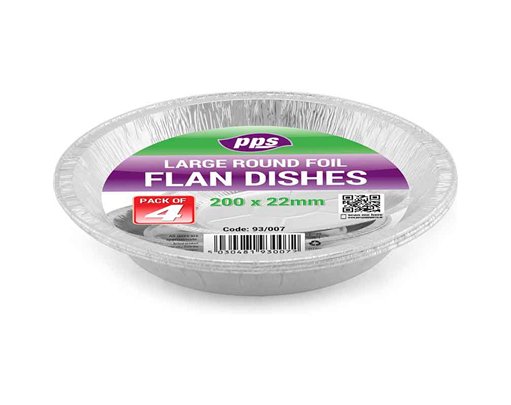 4PK 200x22mm LARGE FOIL FLAN DISHES
