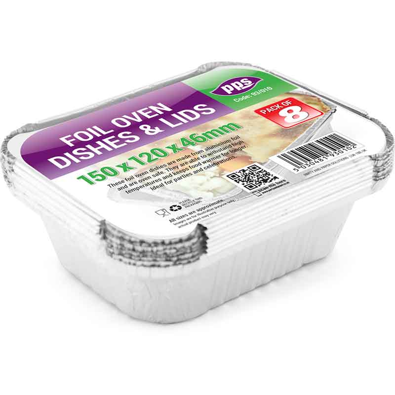 8PK SMALL FOIL OVEN DISHES & LIDS