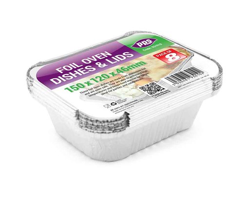 8PK SMALL FOIL OVEN DISHES & LIDS