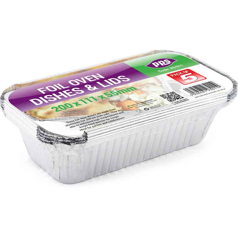 5PK LARGE FOIL OVEN DISHES & LIDS
