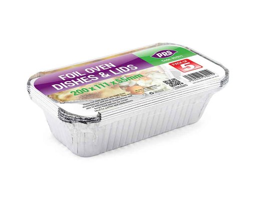5PK LARGE FOIL OVEN DISHES & LIDS