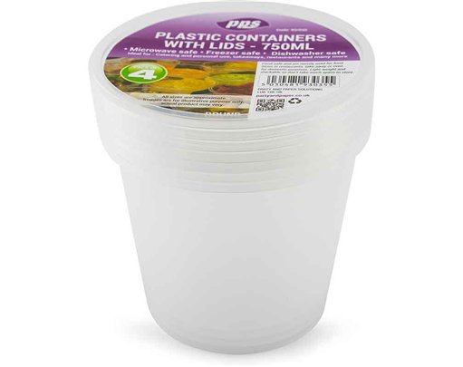 4PK 750ml ROUND FOOD CONTAINERS & LIDS