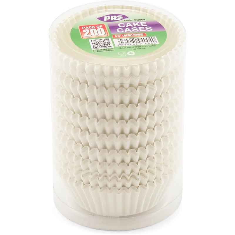 200PK WHITE BAKING CAKE CASES