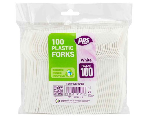 100PK WHITE PLASTIC FORKS