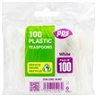 100PK WHTIE PLASTIC TEASPOONS