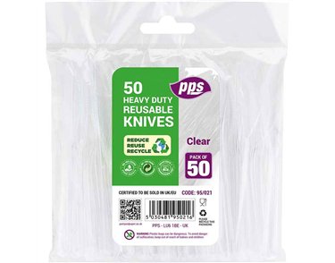 50PK CLEAR HEAVY DUTY PLASTIC KNIVES