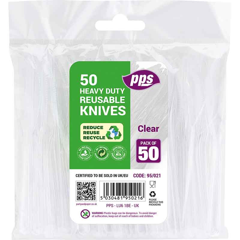 50PK CLEAR HEAVY DUTY PLASTIC KNIVES
