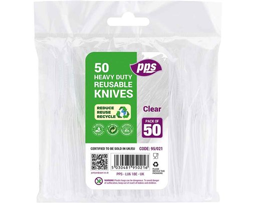 50PK CLEAR HEAVY DUTY PLASTIC KNIVES