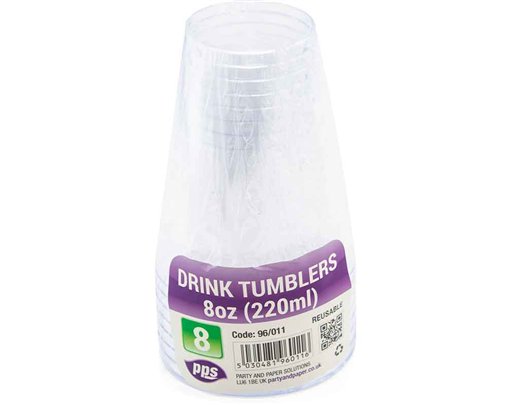 8PK 220ml JUICE / SPIRIT PLASTIC TUMBLERS
