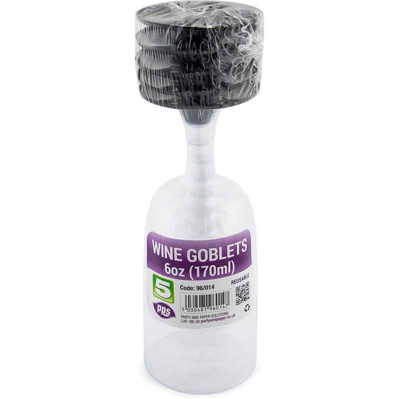 5PK PLASTIC WINE GOBLETS