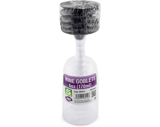 5PK PLASTIC WINE GOBLETS