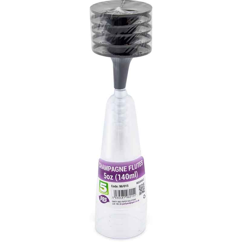 5PK PLASTIC CHAMPAGNE FLUTES