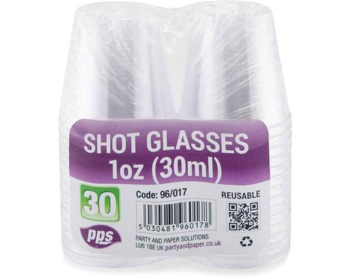 30PK 1oz PLASTIC SHOT GLASSES
