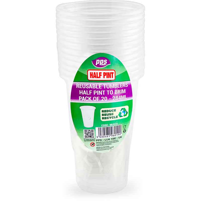 20PK HALF PINT PLASTIC TUMBLERS