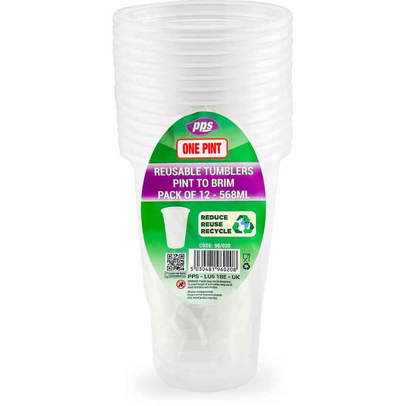 12PK PLASTIC PINT TUMBLERS