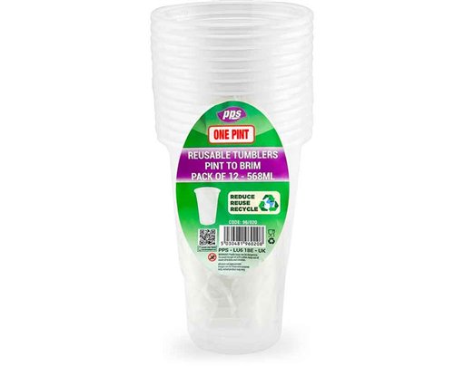 12PK PLASTIC PINT TUMBLERS