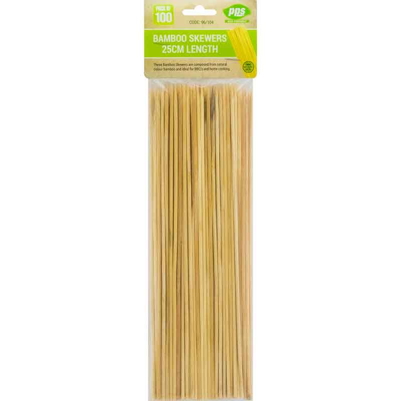 100PK 25cm BBQ SKEWERS