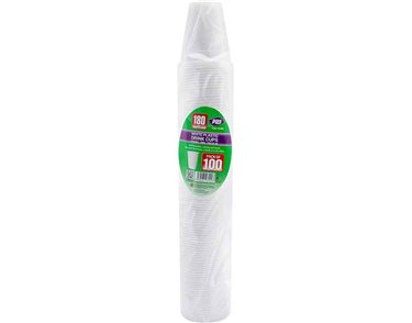 100PK 180ml WHITE PLASTIC CUPS