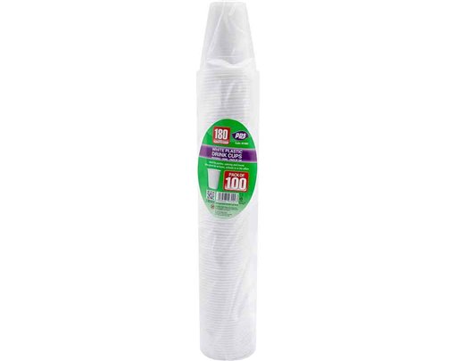 100PK 180ml WHITE PLASTIC CUPS