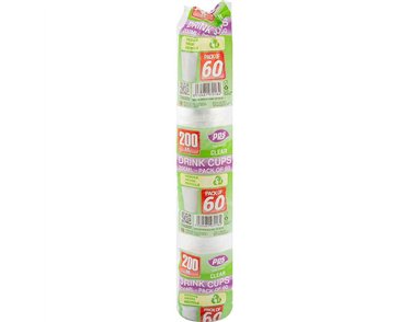60PK 200ml CLEAR PLASTIC CUPS